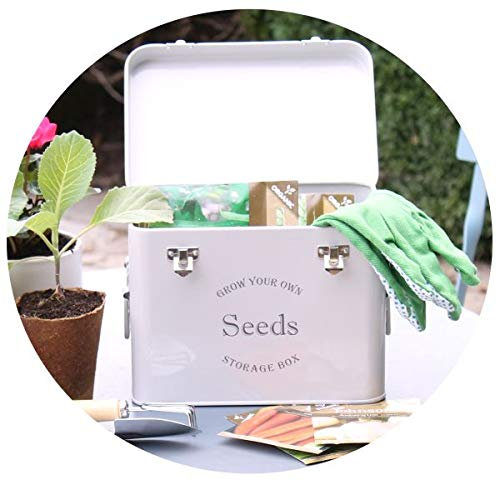 Gardening Naturally Metal Seed Packet Storage Tin Grey Powder Coated