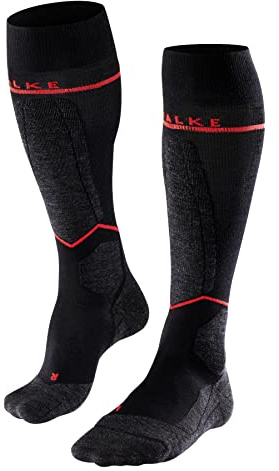 FALKE Damen Skisocken SK2 Energizing Light W KH Wolle mit Kompression 1 Paar, Schwarz (Black-Mix 3010), 35-36