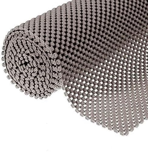 Shelf Liner Non-Slip Mat Shelves Liners - 12 X6.5’ Grid Pattern PVC Anti-Slip Mat for Kitchen Cabinets, Wire Shelving, Pantry, Dresser, Refrigerator (Brown)