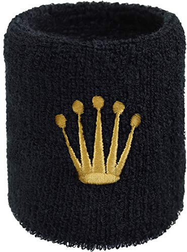 fascia sudorazione: Fascia antisudore con ricamo Corona esclusiva in frottee assorbente, per jogging e allenamenti fitness come regalo