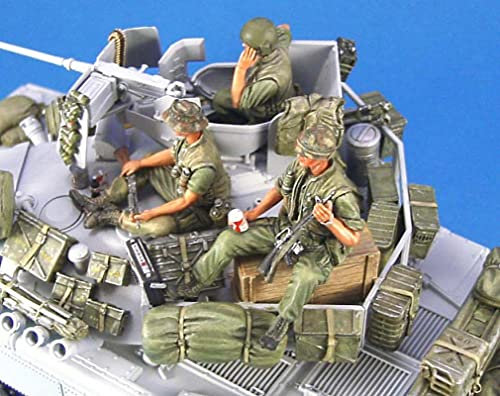 Risjc 1:35 Vietnamkrieg US Army Panzerbesatzung Resin Soldatenmodell (3 Personen, ausgenommen Fahrzeuge) unbemalt und unmontiert Miniaturmodellbausatz/R62104