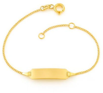 JC Schmuck 333 Gold Baby ID-Armband Kinder Goldarmband 14 cm I Armband mit Gravur Panzerflach Taufarmband Gold Namensarmband I Babyarmband mit Namen I Kinderschmuck made in Germany I 5.56049