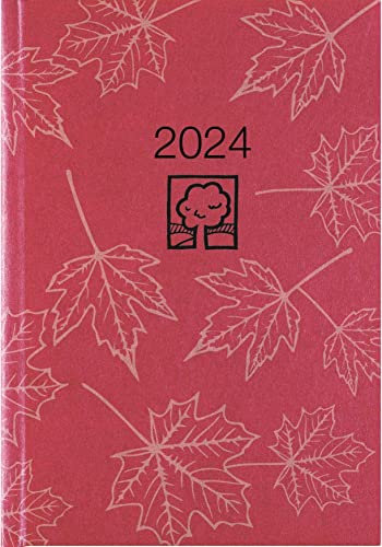 Buchkalender rot 2024 - Bürokalender 14,5x21 cm - 1 Tag auf 1 Seite - Kartoneinband, Recyclingpapier - Stundeneinteilung 7 - 19 Uhr - 876-0711