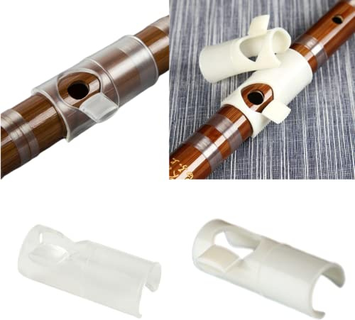 CCeCCe Flute Blowing Aid, 2 Pack C Key Mouthpiece for Bamboo Flute, Woodwind Flute Practice, Transparent and White