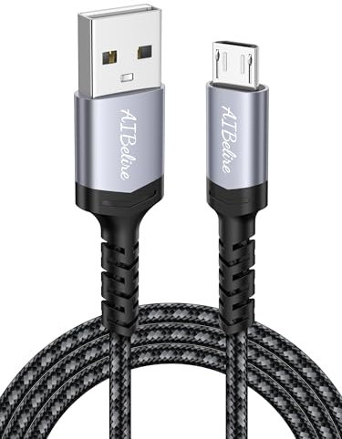 Câble Micro USB 2M Nylon Tressé Chargeur Micro USB Charge Rapide et Synchro Compatible pour Android Samsung Galaxy S7 S6 Edge J7 J5 J3, Redmi Note 5 6 Pro, Wiko, Huawei, Sony, LG, Kindle, PS4