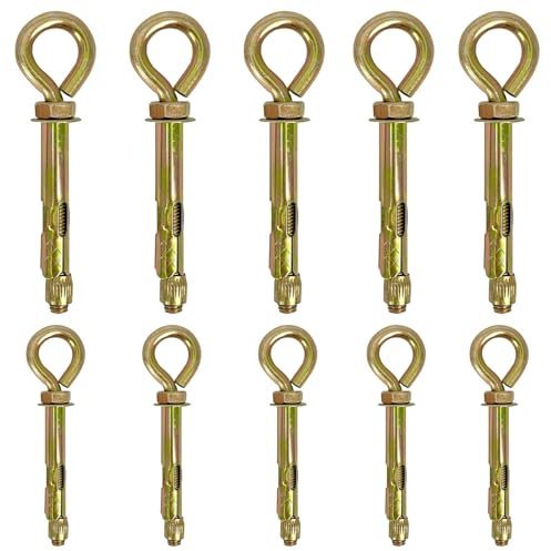 10 pernos de expansión, M6-8 | M8-10 tornillo de anillo de anclaje, perno de ojo largo con anillo, tornillo de expansión de perno de ojo, perno de anclaje de expansión de pared
