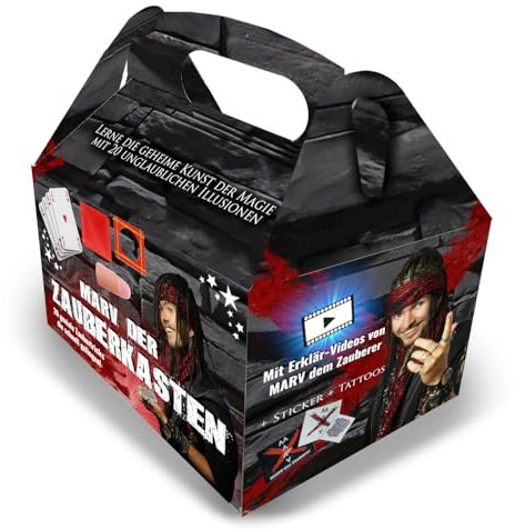 MARV der Zauberkasten - 20 Zaubertricks für Kinder ab 6 Jahren - inkl. Videoanleitungen zu jedem Trick - Gedanken lesen, Dinge schweben Lassen und vieles mehr - für kleine und große Zauberer