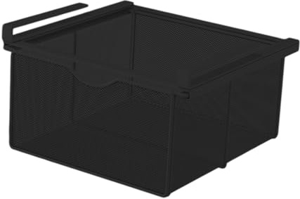 LOVIVER Organiseur de Placard à Suspendre Tiroir Coulissant Suspendu Panier de Rangement en Métal Rangement sous Vêtement Coulissant pour Lit Superposé, Rails de Lit et Armoire, Noir