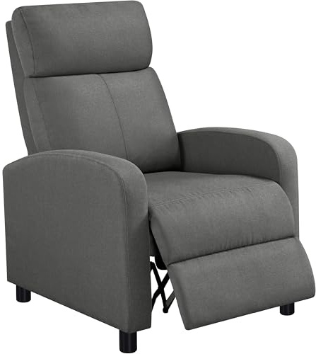 Soberine Poltrona Reclinabile Manuale Poltrona Lounge Imbottita Poltrocina con Poggiapiedi Poltrona Alzapersona Relax da Divano Soggiorno Camera da Letto Tela/Grigio