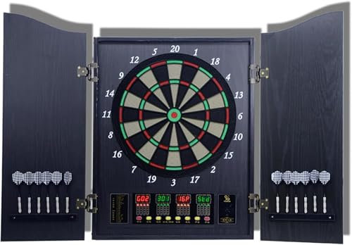 WOLEYUU Electronic Dartboard Cabinet Set, Double Wood Door Panel Electric Darts Machine, Multiple Styles Smart Dartboard Darts Game with LED Display for Parties and Game Nights. 