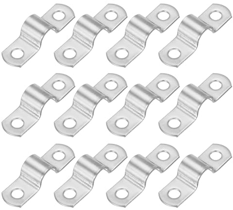 PATIKIL 10 mm (2/5 tum) styvt rörrem, 12 st 304 rostfritt stål rörklämma 2 hål tjock U-fäste rörklämma rörrem för rörkabel kabelfixering