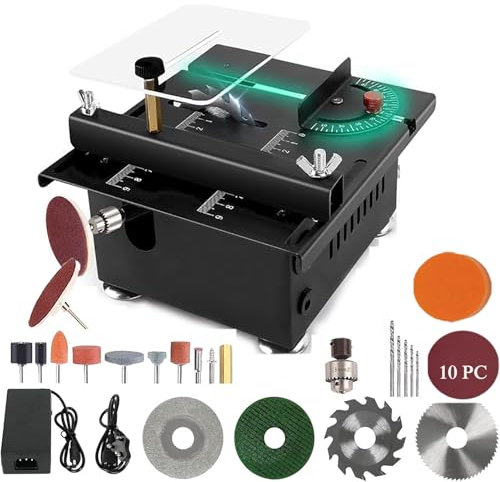 Genérico Sierra de Mesa Pequeña, Multifuncional, 7 Velocidades Ajustables, Corte, Lijado, Grabado, Perforación, Todo en Uno (100W Standard)