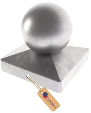 GeZu Impex Capuchon de poteau Galvanisé à chaud Lot de 4 91 x 91 mm boule chapeau poteaux capuchons protection bois