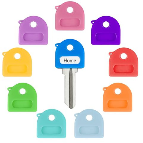 Uniclife Cubiertas de llave de 10 piezas, 1 identificadores de llave, Cubiertas de llave suaves, protectores de cabeza de llave para llaves estándar (no para llaves de forma extraña),10 colores