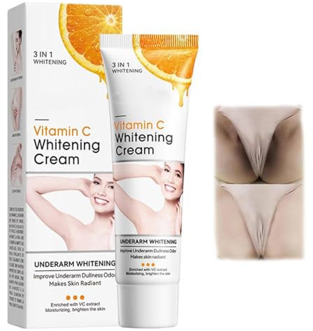 Crème éclaircissante pour les zones intimes - Crème anti-taches brunes à la vitamine C,Crème éclaircissante pour la peau,les peaux foncées, Répare et restaure l'éclaircissement (1)