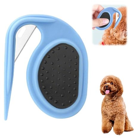 Entfilzungsmesser Katzen und Hunde, Entfilzungskamm Haustiere Entfilzungsmesser mit Stahlklinge, Knotenlöser für katzenkamm Langhaar, Knotenkamm Haarentfernungswerkzeug (Blau)