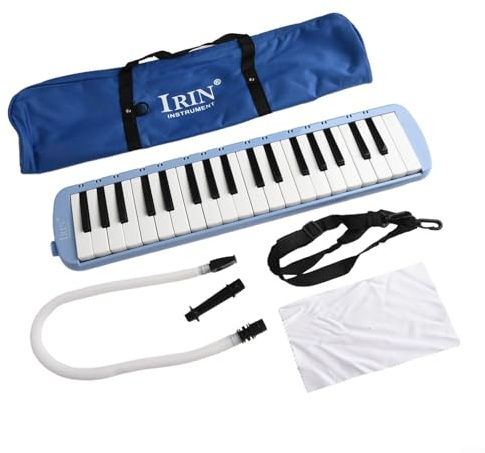 Juego de melodica de 37 teclas para principiantes, incluye bolsa de transporte, dos boquillas para un juego versátil, colores brillantes, diseño ligero, adecuado para estudiantes, fácil de llevar para