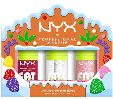 Nyx Professional Make-Up Holiday 2025 Fat Oil Trio Set, Festliches Geschenkset mit 3 pflegenden Lip Drip Shades