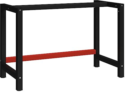 Mobili, accessori da tavolo, gambe del tavolo, telaio del banco da lavoro in metallo 120x57x79 cm nero e rosso