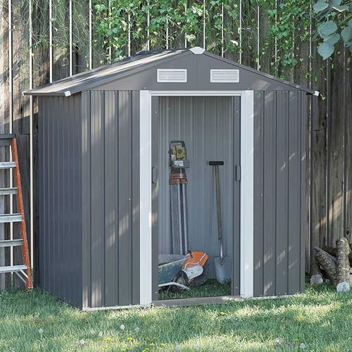 Cobertizo de almacenamiento de metal con cerradura, impermeable, de acero galvanizado, para bicicletas, cortacésped, barbacoas, almacenamiento al aire libre