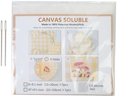 Tiajingzi Stabilizzatore per ricamo solubile in acqua | Pellicola di copertura per progetti di ricamo | Per cucire ricami cucitura, camicie, borse, lettere, Halloween, principianti