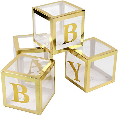 RiToEasysports Cajas Seguras e Inofensivas Para Bebés con Letras, Cajas Para Globos, Telón de Fondo, Decoración Artesanal, Papel, Plástico, 4 Uds. Para Fiesta de Revelación de Género