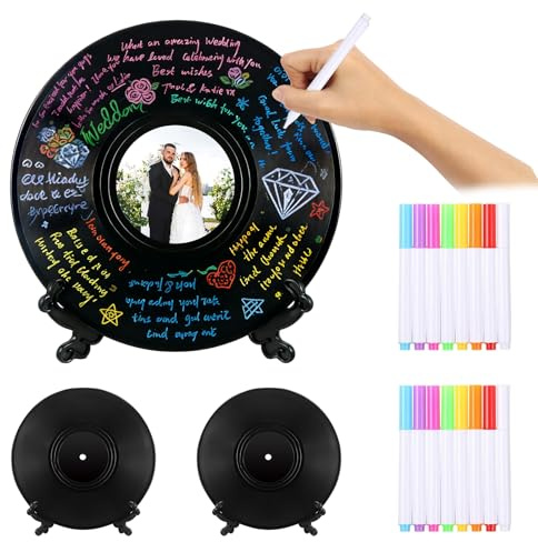 2 libri degli ospiti in vinile, alternativa al libro degli ospiti di nozze, libro degli ospiti personalizzato, con penna e supporto per matrimonio, compleanno, festa di baby shower