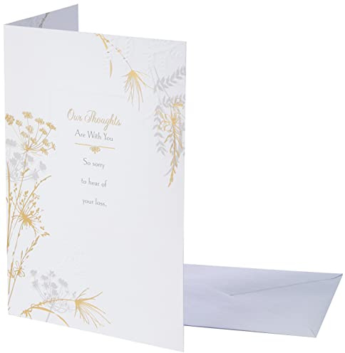 Hallmark Tarjeta de condolencias, diseño floral, verso sincero, color blanco