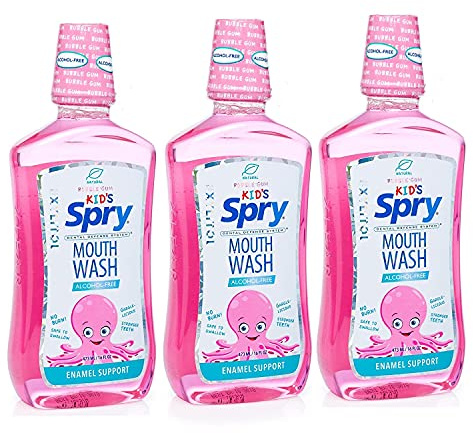 Spry Natural Kids Mouthwash with Xylitol, Bubble Gum - 16 fl oz (Pack of 3)