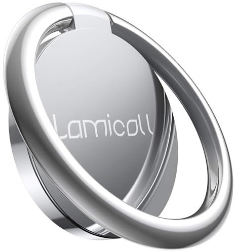 Lamicall Phone Ring Holder, Universal Ring Stand - 360 Adjustable Handy Finger Ring Grip Sturdy Mobile Phone Loop for iPhone 17 16 15 14 13 12 11 Pro Max Air Mini Xs XR X 8 Plus, 4~8 phones - Silver