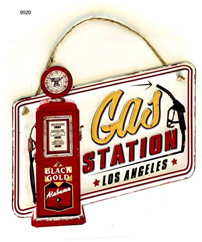 DiiliHiiri Targa Garage in metallo stile vintage per la decorazione della casa (Gas Station Los Angeles)