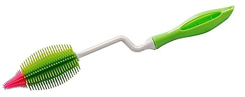 STONELINE Silikon Flaschenbürste Lang 35 cm, 360 ° Drehbarer Stiel, Küchenbürste Spülbürste Reinigungsbürste für Flaschen Gläser Kannen Vasen Babyflaschen Sauger, Bürstenkopf Sterilisierbar, Grün