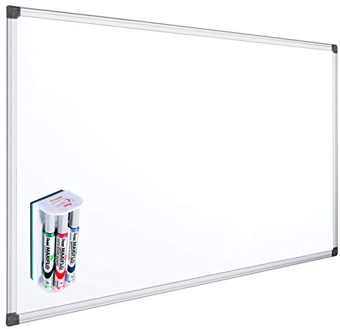 OFITURIA® Magnetisk lackerad vit whiteboard med aluminiumram Lätt att torka torr, Åtgärd 45x30 cm + Pentel Maxiflo