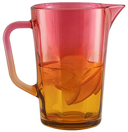 TREND FOR HOME Brocca Acqua Vetro 1 Litro Caraffa Acqua Vetro con Manico Maneggevole per Bevande Limonate Latte Caraffa in Vetro Vaso di Fiori 19 cm Vetro Colorati | Gigi Magical Sunrise