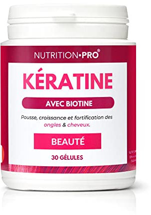 Kératine • biotine - 30 gélules | Kératine brevétée & biotine hautement disponible | Peau, cheveux & ongles | 100% naturel | Fabriqué en France | Nutrition pro…