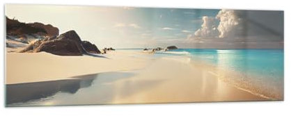 Quadro su Vetro 160x50cm Stampe da Parete in Vetro Spiaggia Selvaggia Oceano Bordo Grandi XXL Decorazione Murale Camera da Letto 1 pezzo Quadri Moderni Soggiorno Immagini Wall Art GAB160x50-6016