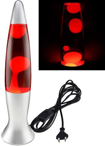 Trano Lavalampe Rot-Gelb - 40cm, mit Leuchtmittel E14/R39 30 Watt Retro Tischlampe - Wachs Retro Astro Lampe Licht