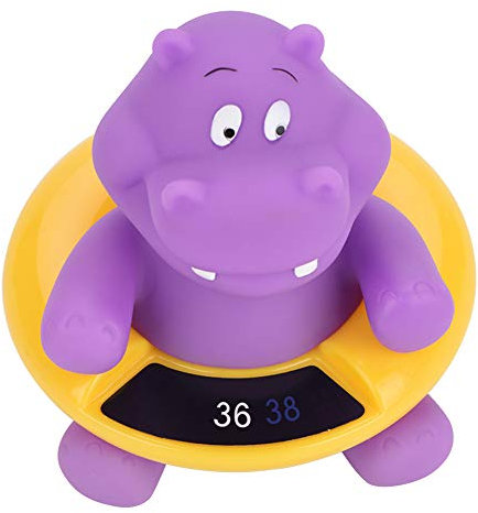 Badethermometer für Babys, Temperaturanzeige, schwimmendes Spielzeug, niedliches Tierthermometer (violettes Nilpferd)