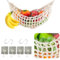 SHAIDOJIO Makramee Obst-Hängematte, Obst Hängematte, Handgewebt Makramee Hängen, Obstkorb Hängend mit 4-Haken-2 Bananen-Aufbewahrungshaken, Boho Frucht Gemüse Hängematte für Küche Wohnmobil Zuhause