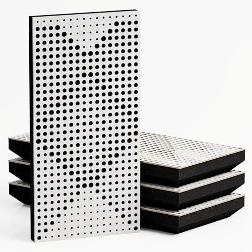 Pack de 4 paneles acústicos estrechos para absorción y difusión | 50 x 25 cm | Difusión - Reflexión - Insonorización | Modelo-Grosor-Color: [WILDS - 53mm | Blanco]