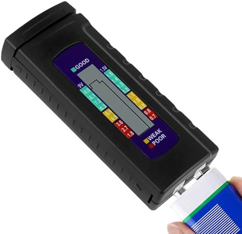 Honhoha Comprobador de batería portátil, Probador de batería portátil, Medidor de monitor de electricidad de batería, Probador de pantalla LCD para pilas de botón AAA AA 9V 1,5 V