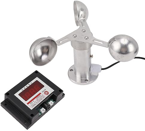 Tower Crane Anemometer Alarm, Fydun Wind Speed Meter Weather Station Wind Speed Alarm 3 Cup Wind Cup Weather Meter for Wind Speed