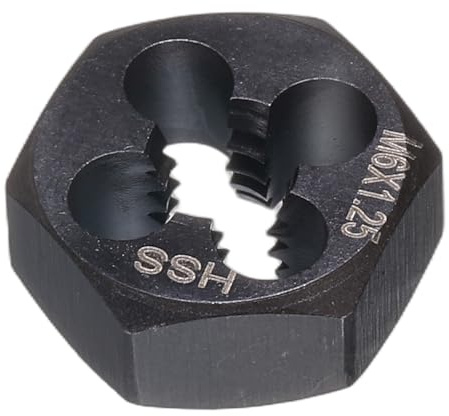 sourcing map Sechskant-Gewindeschneider, M6 x 1,25, metrisches Gewinde, Rechtshänder, Schnellarbeitsstahl, Umgewinde, feste Gewindeschrauben, Schneidwerkzeug, Reparaturwerkzeug