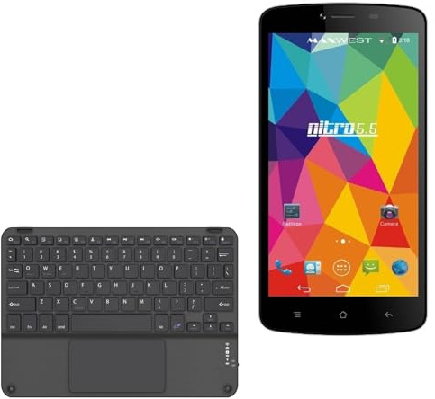 BoxWave Keyboard Compatible with Maxwest Nitro 5.5 - SlimKeys Bluetooth Keyboard with Trackpad, Portable Slim TouchPad - Jet Black