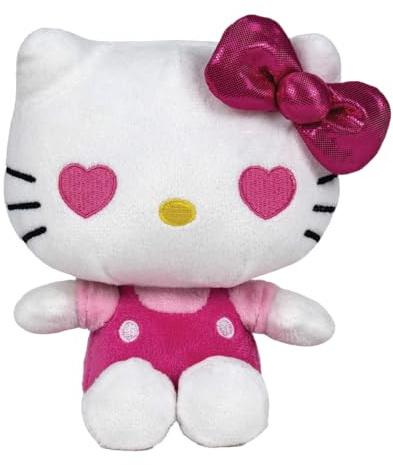 Grandi Giochi Hello Kitty Occhi A Cuore - Peluche Hello Kitty Morbido, Plush Alto 90 Cm, Vestito E Fiocco Rosa Con Cuoricini Al Posto Degli Occhi, Idea Regalo Per Bambini E Appassionati Di Ogni Età