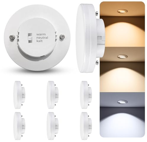 SSC-LUXon 6 Stück LumiFLEX GX53 Lampe LED 3-in-1 Lichtfarben warm + neutral + tageslicht - LED Birnen nicht dimmbar 230V Halogen Ersatz