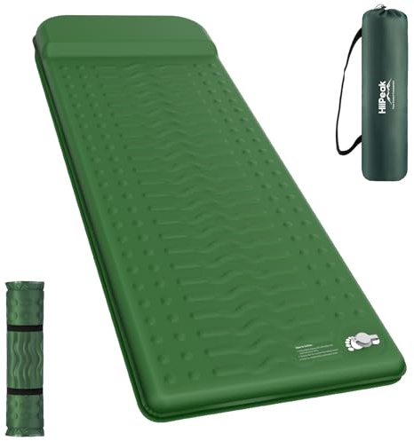HiiPeak Memory Sleeping Pad, 6.5cm Compact Foam Sleeping Mats with Pillow, 9.5 R-Value Insulated Camping Mattress Pad, Easy Inflate & Deflate, Inflatable Sleep Mat for Backpacking Hiking Car Tent