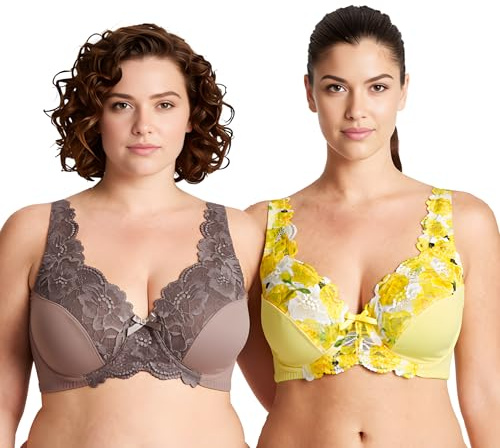 Curve Muse Sujetador con Aros sin Forro Minimizer-x2 | Estampado, Nailon, Elastano