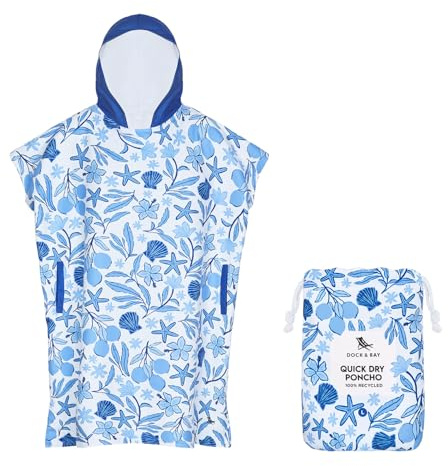 Dock & Bay Adult Beach Poncho - Hooded Towel with Deep Pockets - for Beach & Pool - Super Absorbent, Quick Dry - Wavy Baby, Large (105x80cm, 41x31)