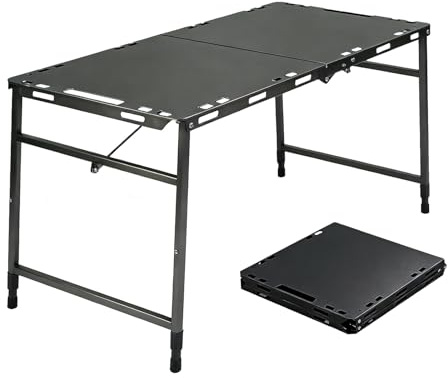 HJNFL Mesa Plegable Camping con Asa, 104 * 48, Negro